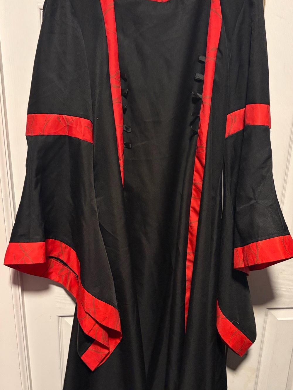 Black and Red Women's Draped Coat